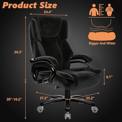 Image of Indulgear 500lbs Fabric Big and Tall Office Chair,500lbs Heavy Duty Office Chair for Heavy People, High Back Executive Computer Chair with Adjustable Lumbar Support, Dual Rubber Wheel