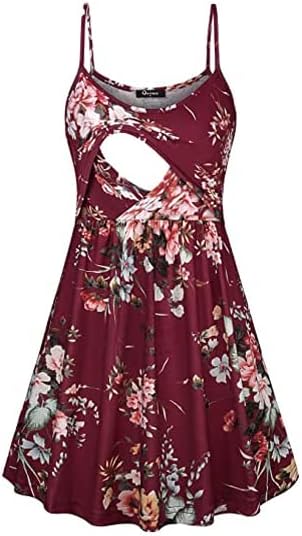 Qnursma Floral Maternity Summer Dress Spaghetti Strap Nursing Breastfeeding