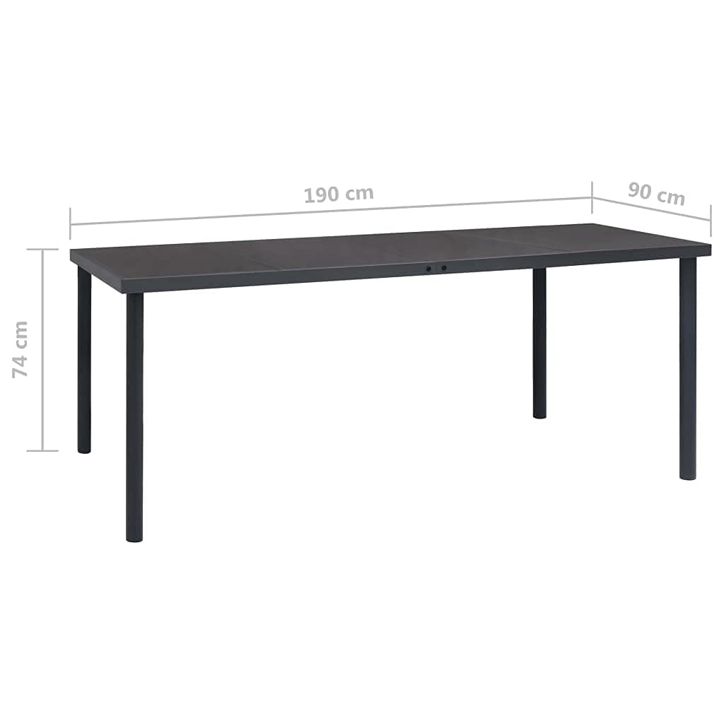 Blitzlie fert) Table de jardin en acier Anthracite 190 x 90 x 74 cm