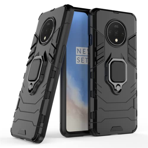 IMEIKONST Coque pour OnePlus 7T, Militaire Magnétique avec 360 Rotation Bague Support Double Couche Renforcée Défense Antichoc Armure Housse Protection Etui pour OnePlus 7T. Noir KK