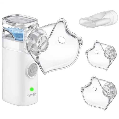 FLYSOWL Inhalationsgerät Inhaliergeräte für Erwachsene Inhalationsgerät Kinder Inhalator Vernebler Inhaliergerät Tragbarem Inhalatoren | Maske für Erwachsene| Maske für Kinder | Mundstück Nebulizer