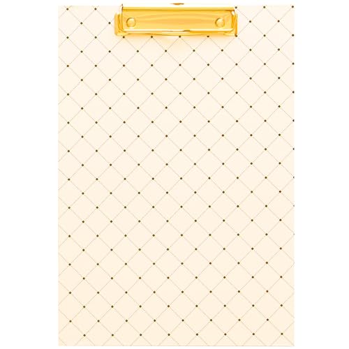 BLU MONACO | Cream Clipboard Legal Size with Gold Clip | Cute Clipboards & Forms Holders for Teachers Artists | Stylish Clip Board Binder with Black Diamond Pattern