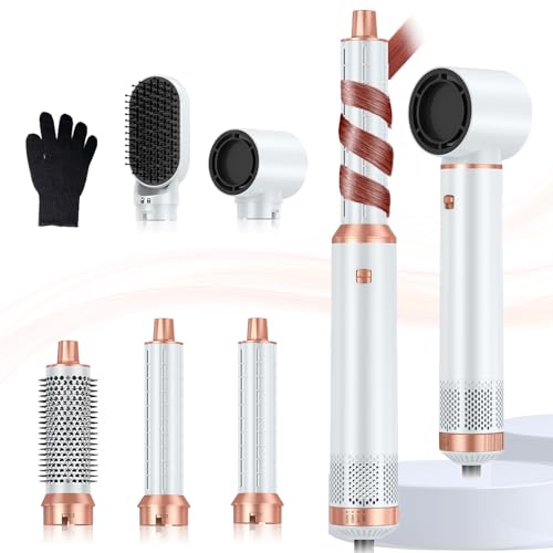 Image of Blow Dryer Brush 5 in 1, Negative Ion Hair Dryer Brush Set Upgrade Hot Air Brush Air Styler Curling Wrap Air Curler, Curling Iron Hair Styling Tools As A Gift for Straight /Curl /Drying /Smoothing