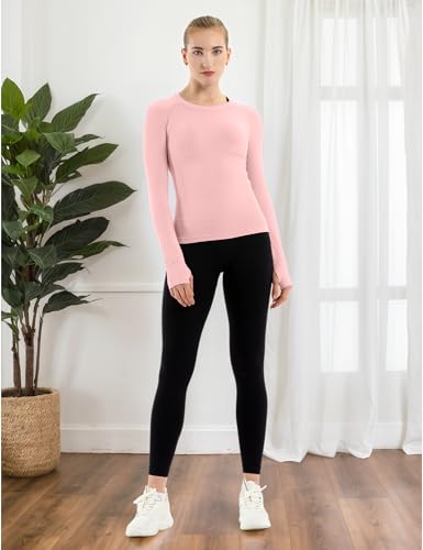 Image of MathCat Seamless Workout Shirts for Women Long Sleeve Yoga Tops Sports Running Shirt Breathable Athletic Top Slim Fit XS-XL