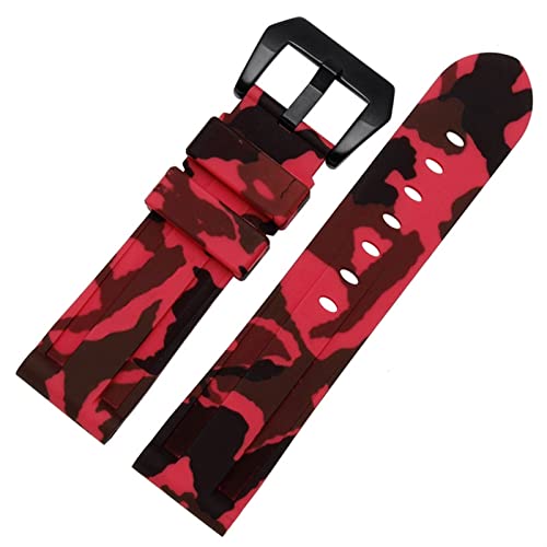 Bracelet montre silicone étanche anti-transpiration 24mm rouge noir
