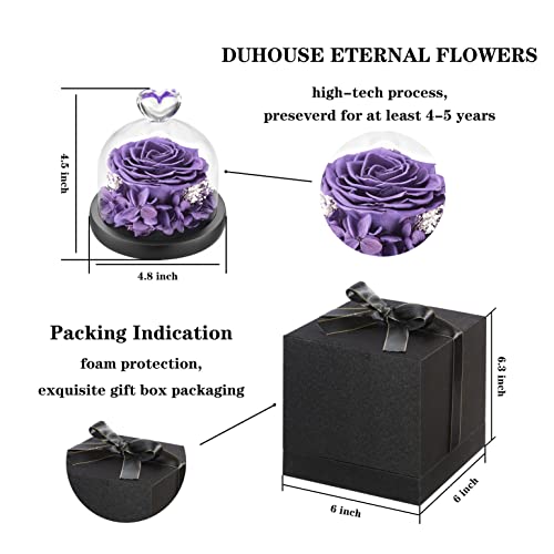 Duhouse Forever Roses Preserved Real Flowers Eternal Enchanted Rose Flower Box Gift For Valentines Birthday Anniversary Mother's Day Christmas(Lavender) #TOP6