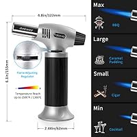 Ankway Flambierbrenner Bunsenbrenner Blowtorch mit Sicherheitsschloss, Einstellbarer und Nachfüllbarer Küchenbrenner für Hausgemachte Creme Brulee, Dessert, Camping, Grillen (Butane Not Included) – Ansicht 3