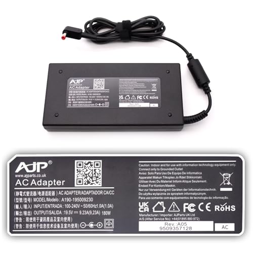 Wikiparts* 180W Ac Adapter Replacement For Acer Predator Helios 300 G3-573 Gaming Laptop Notebook Chargerwith 5.5mm x 1.7mm + UK Power Cord - Image 2