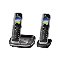 Panasonic KX-TGJ422EB Landline Phone Cordless, House phones, Automated Call Blocker, Answer machine, Colour Display, Twin Handset - Black