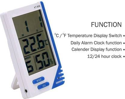 Image of MCP Helathcare Digital Room Temperature Meter LED Display With Multi Function & Probe Sensor Thermometer (White)