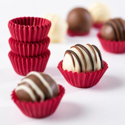 Pastry Chef's Boutique Glassine Chocolate Red Paper Candy Cups No.3-0.8''x3/4'' - Red - 200pcs