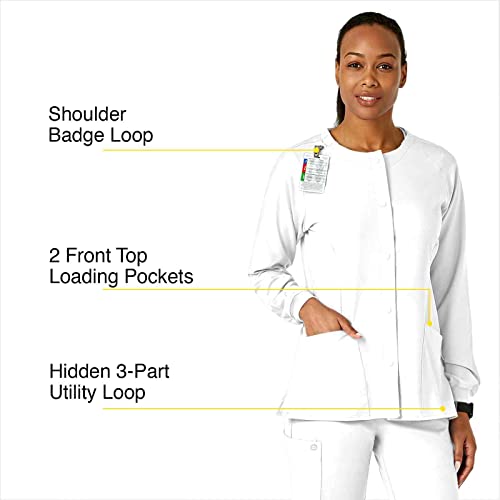 Wonderwink Women's Plus-Size Crew Neck Warm Up Jacket Blazer, White, 4-Xlarge #TOP1