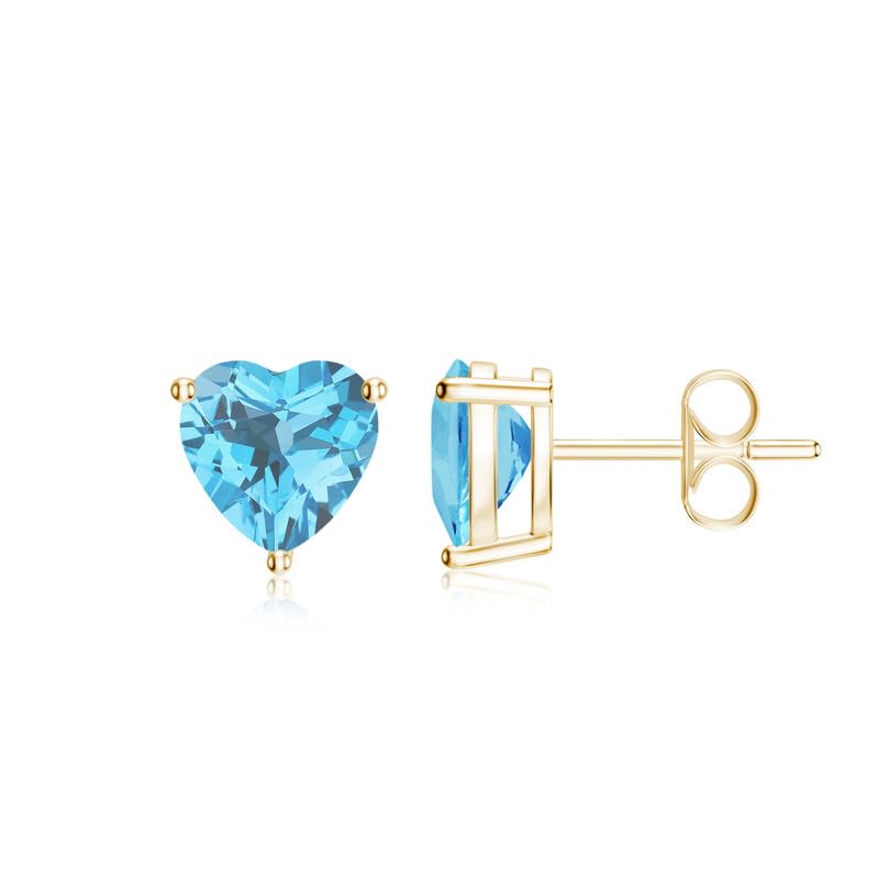 Image of Goldhartz Sterling Silver Genuine, Created or Simulated Birthstone Gemstone 7mm Heart Stud Earrings