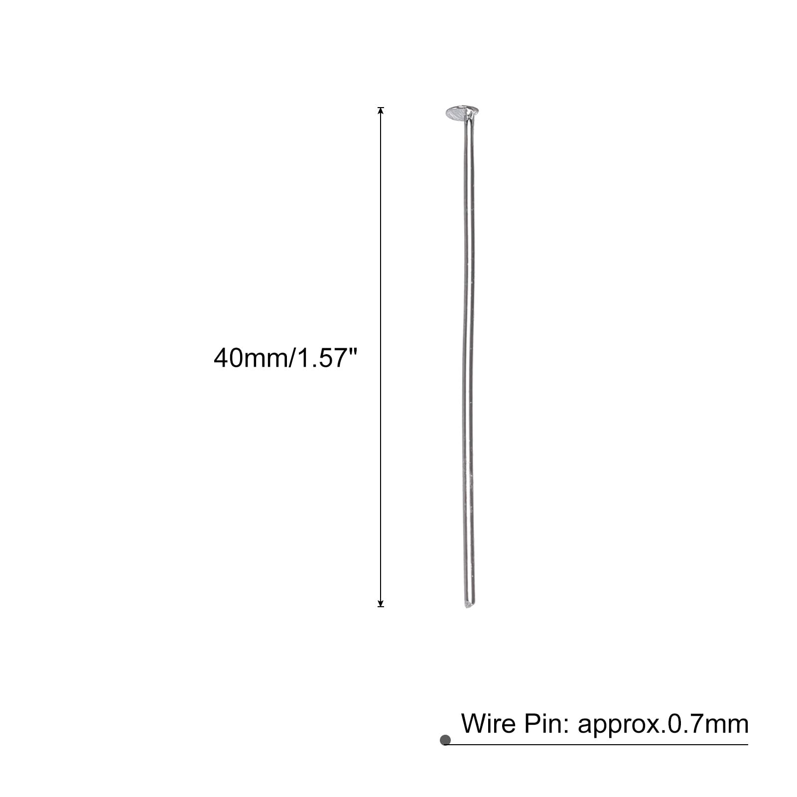 MECCANIXITY 1500Pcs White Iron Flat Head Pins 40mm 21 Gauge/0.7mm Eye Pins for Jewelry Making Findings DIY Craft Necklaces Bracelets Earrings Head Pins