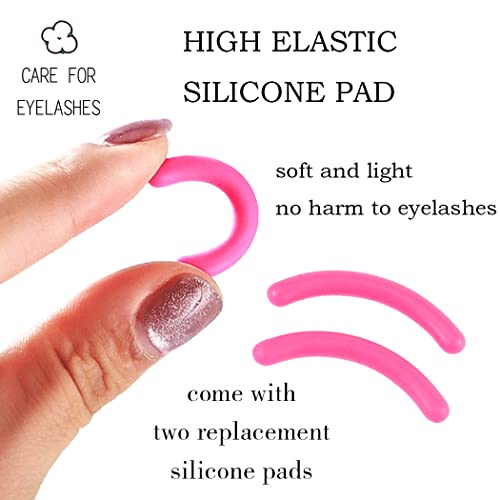 Uranian Curvadores de Cílios Curvador de Cílios Rosa com 2 Almofadas de Recarga de Silicone com Alça