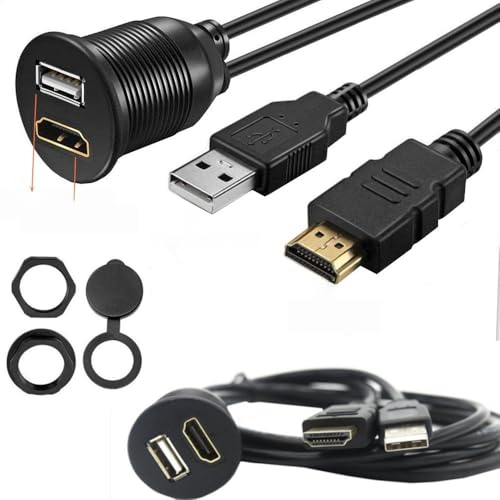 For USB 2.0 to USB AUX extension cable, waterproof dashboard mounted embedded cable for cars, boats and motorcycles