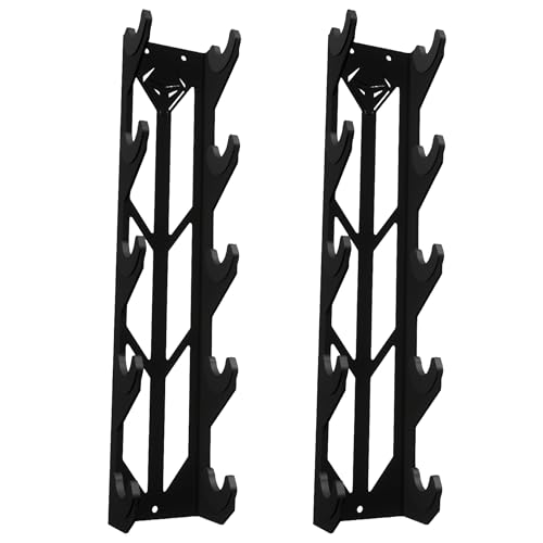 Rack de Pared para Mancuernas | Rack Vertical para 5 Mancuernas | Acero Reforzado 80 kg | Organizador de Pesas para Gimnasio en Casa | HORIZONTE (2)