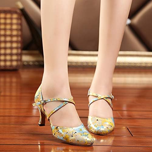 Amazon.com: HROYL Closed Toe Ballroom Dance Shoes Women Ankle Strap Latin  Salsa Tango Wedding Dance Shoes,YCL212-Gold-4.5,US5.5 : Everything Else