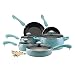 Paula Deen 12513 Signature Nonstick Cookware Pots and Pans Set, 15 Piece, Aqua Speckle