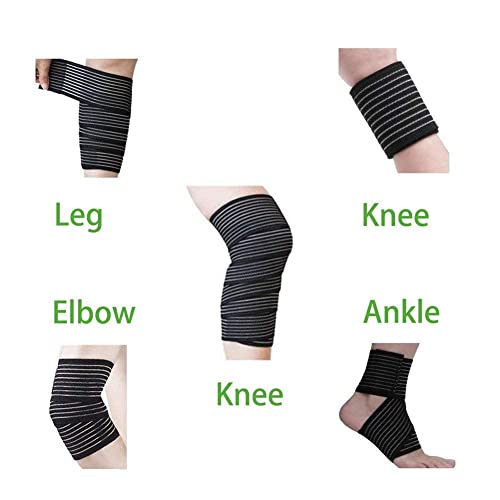 Extra Long Elastic Knee Wrap Compression Bandage Brace Support For Legs, Plantar Fasciitis, Stabilising Ligaments, Joint Pain, Squat, Basketball, Running, Tennis, Soccer, Football (Black-1Pcs) #TOP1