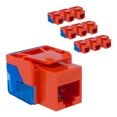 ICC CAT5e RJ45 Keystone Jack, Inline IDC Wide Body, Orange, 10-Pack