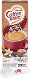 Nestle Coffee mate Liquid Coffee Creamer Singles, Vanilla Caramel, 50 Ct Box with By The Cup Coffee Scoop
