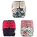 Sigzagor 3 AIll in One Night AIO Cloth Diapers Nappy Bulit in Charcoal Bamboo Insert Reusable Washable for Girls (Unicorn Pack)