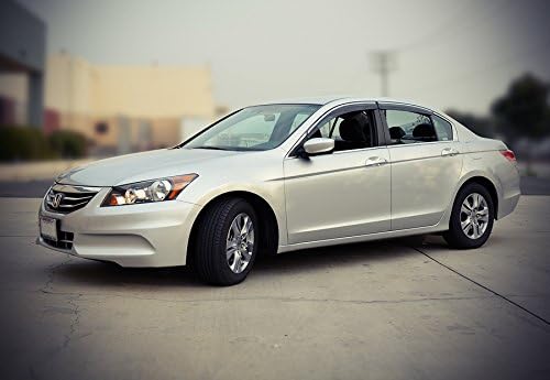 WellVisors Window Visors Wind Deflectors Compatible with Honda 2008-2012 Accord Sedan 4 Door with Chrome Trim Rain Guards 3-847HD017