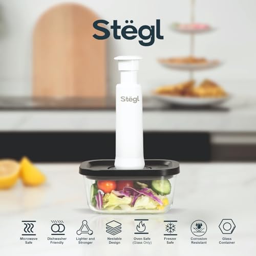 Image of Stegl Vacuum Container Set - Airtight Glass Containers with Vacuum Pump | Keeps Food Fresh 5x Longer | Microwave & Dishwasher Safe | 470 x 800