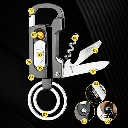 Encendedor multifunción impermeable con linterna y USB miniatura 6