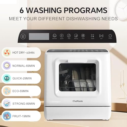 Portable Dishwasher Countertop, Countertop Dishwasher With Water Tank, Counter Top Dishwasher With 5 wash Programs, It can also be connected to the tap. For apartments, dorms, RVs.