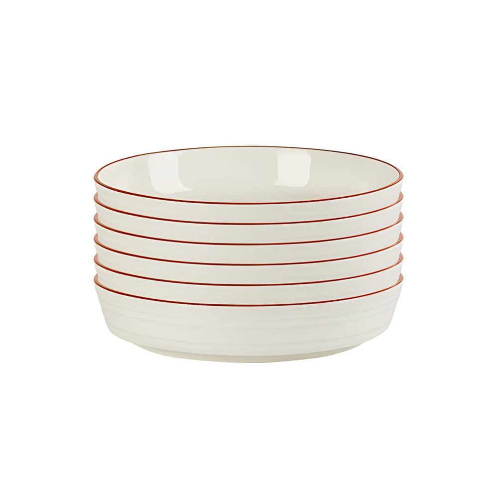 YTSMZX Ceramic Dinner Plates Set of 6 Deep Plates White