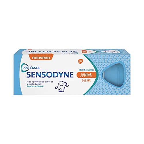 Sensodyne Pro-émail Junior, Dentifrice pour Enfants de 6 à 12 ans, Aide à Prévenir les Caries et Renforce l'Émail, Menthe Douce, 50ml Cover