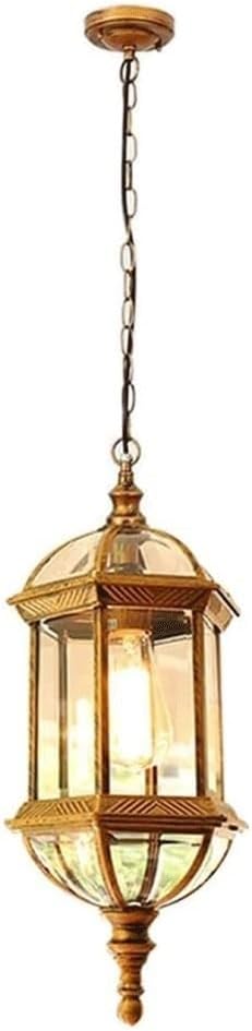 Chandelier Light Vintage Exterior Hanging Lantern Fixture, Glass Lampshade Aluminum Waterproof Lamp for Porch Patio Entryway Restaurant Bar Garden Farmhouse Courtyard Hanging Ceiling Lamp (