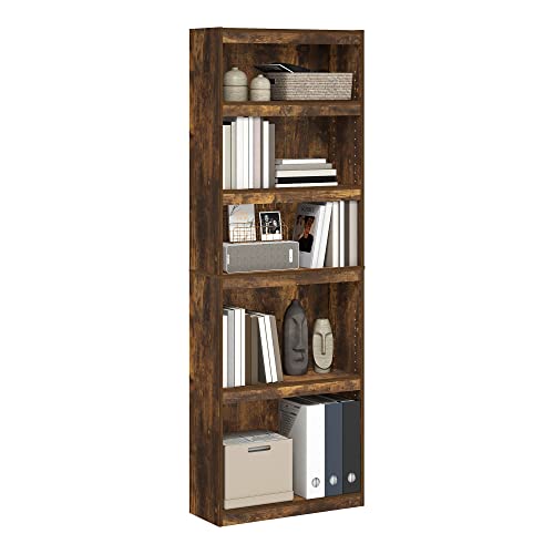 Furinno Jaya Estantería 5 Niveles Ajustables 9.5 X 24.5 X 71.1 para Oficina Sala Roble Ámbar