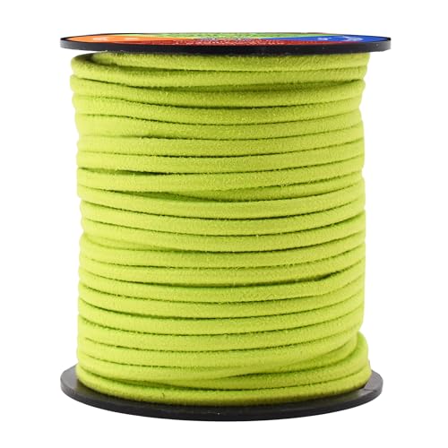 Mandala Crafts 3mm Round Lime Green Faux Suede Vegan Leather, Jewelry Making