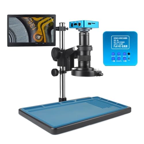 顕微鏡キット 顕微鏡カメラ 1080P USB HDMI 工業用顕微鏡ビデオ顕微鏡カメラ 180X 300X ズーム C マウント レンズ ラボ 電話 PCB CPU 修理用 顕微鏡レンズアダプター(A,300X)