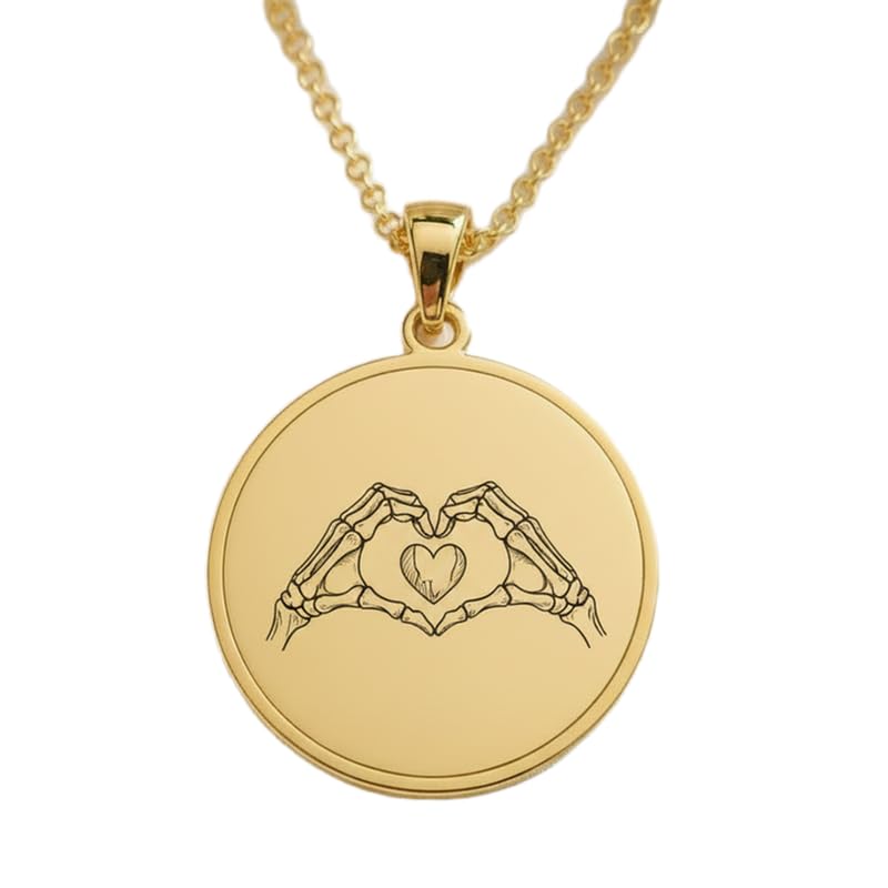 Collier main squelette coeur argent doré LKBEADS, le symbole d'un amour éternel et indomptable