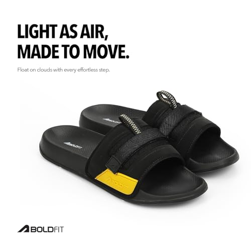 Image of Boldfit Sliders for Man,Breathable Mesh One Piece Build,Easy Clean PU Upper,Ultra-Light EVA Sole Slippers for Man,All Day Cushioned Footbed,Anti-Slip Outsole-Modern Two-Tone Design Everyday Wear