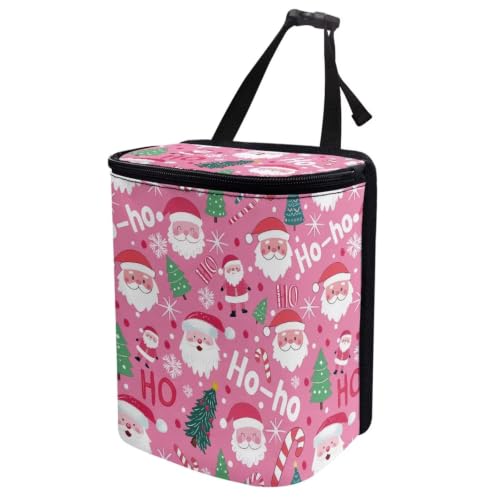 Image of Christmas Santa Claus Cute Car Trash Hanging with Lid and Adjustable Straps, Multipurpose Trash Bag Organizer Universal Car Accessories for SUVs, Trucks