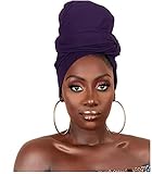 ZAKIA Soft Stretch Headband Head Wrap Long Head Scarf Turban Tie For Women (Purple)