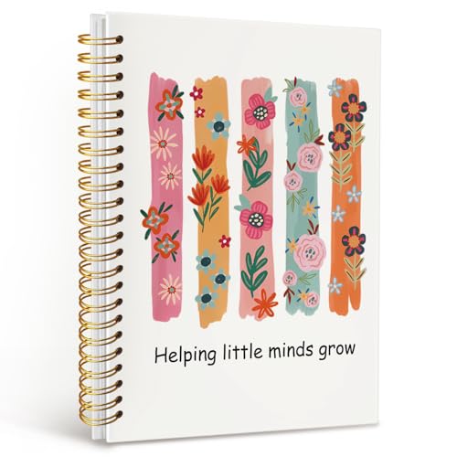 Carnet de notes enseignant à spirale fleurs bohème pour la rentrée scolaire 14x21 cm