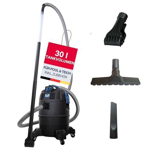 T.I.P. Teichschlammsauger und Poolsauger TSS 1600 K mit 30 l Tankvolumen und 2m Saugrohr – Effektiver Schmutzfang für Teich- und Pool, Flachdüse inkl., 30519