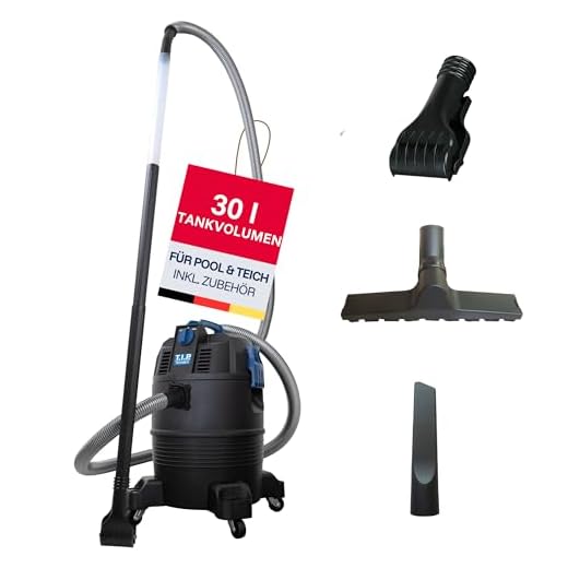 T.I.P. Teichschlammsauger und Poolsauger TSS 1600 K mit 30 l Tankvolumen und 2m Saugrohr – Effektiver Schmutzfang für Teich- und Pool, Flachdüse inkl., 30519