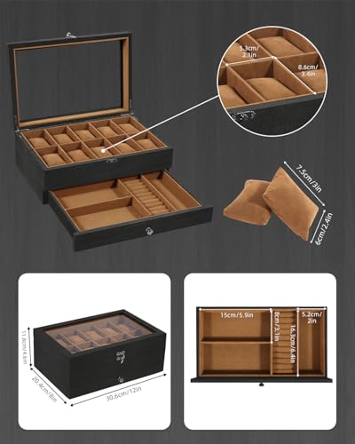 Caja para relojes de madera Uten evita arañazos con forro marrón 3