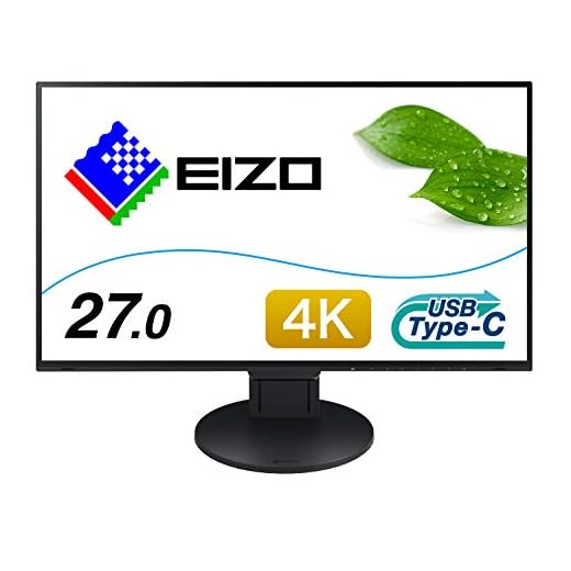 EIZO FlexScan EV2785-BK 68,5 cm (27 Zoll) Ultra-Slim Monitor (HDMI, USB 3.1 Hub, USB 3.1 Typ C, DisplayPort, 5 ms Reaktionszeit, Auflösung 3840 x 2160 (4K UHD)) schwarz