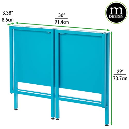 Mdesign Folding Desk For Compact Spaces - Collapsible Compact Writing And Computer Workstation Steel Furniture Table For Living Room, Dorm, Home Office, And Bedroom - Ocean Blue #TOP3