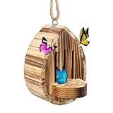 Picowe Wooden Butterfly House - Natural Habitat Nesting Box With Feeder for Butterflies, Bees, Ladybirds - Hanging Garden House for Outside, Open Door