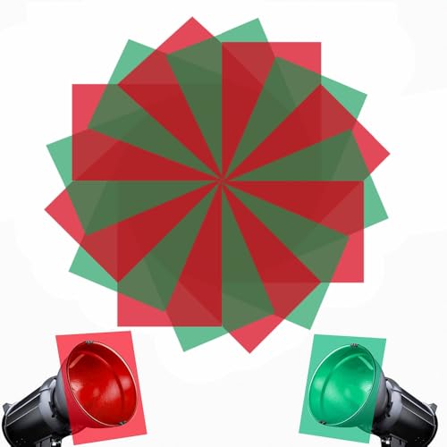 16 Pcs Christmas Gel Filters, Red and Green Colored Overlays Correction Lighting Filters for Christmas Landscape Led Light or Reading, 11.7 x 8.5 Inches