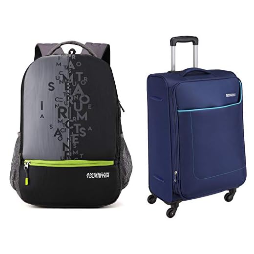 American Tourister 32 Ltrs Black Casual Backpack (AMT Fizz SCH Bag 02 - Black) & American Tourister Ohio Polyester 55 cms Blue Travel Duffle (FJ9 (0) 01 001)
